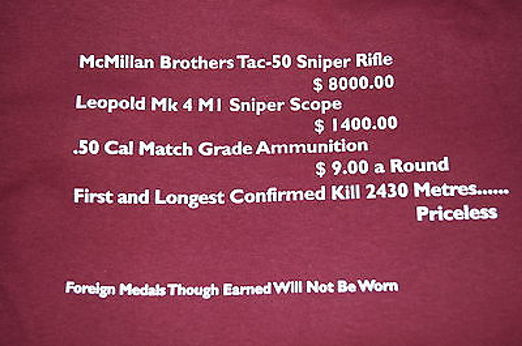 T-Shirt - Canadian Forces PPCLI Afghanistan Sniper