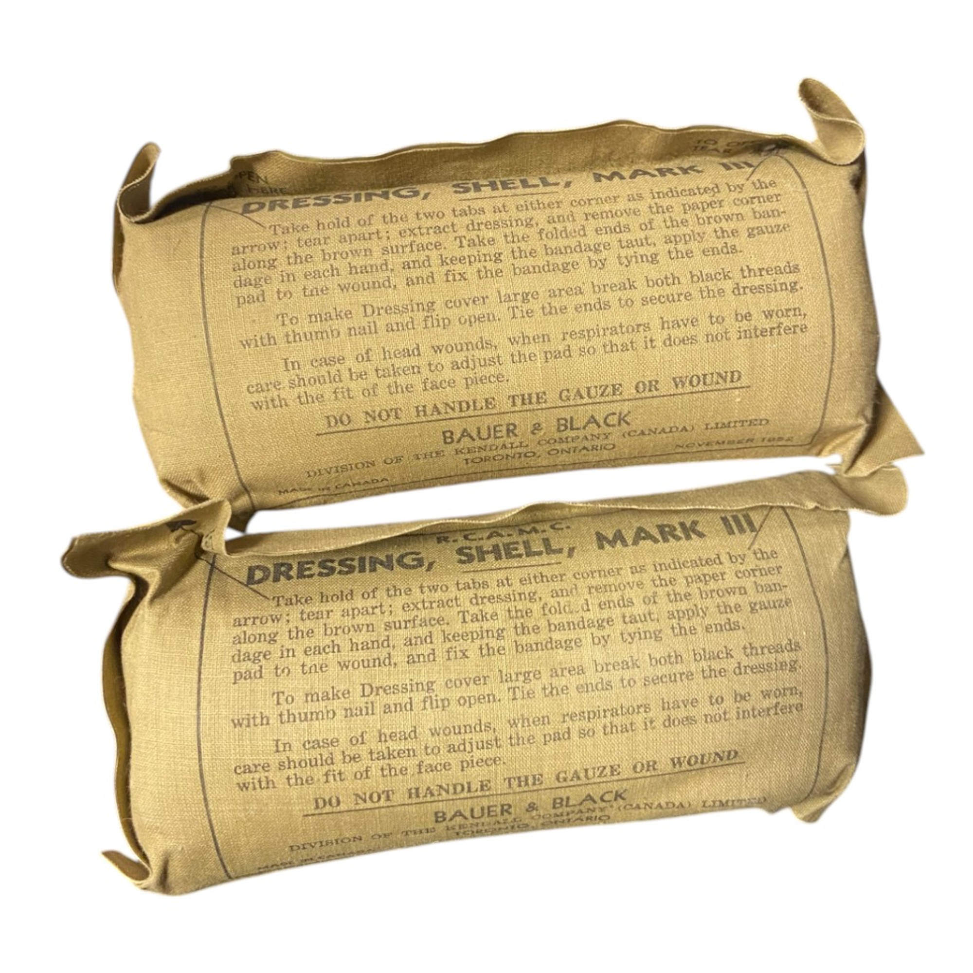 Royal Canadian Army Medical Corp MK-III Dressing Shell - Dated 1952 - Set of 2