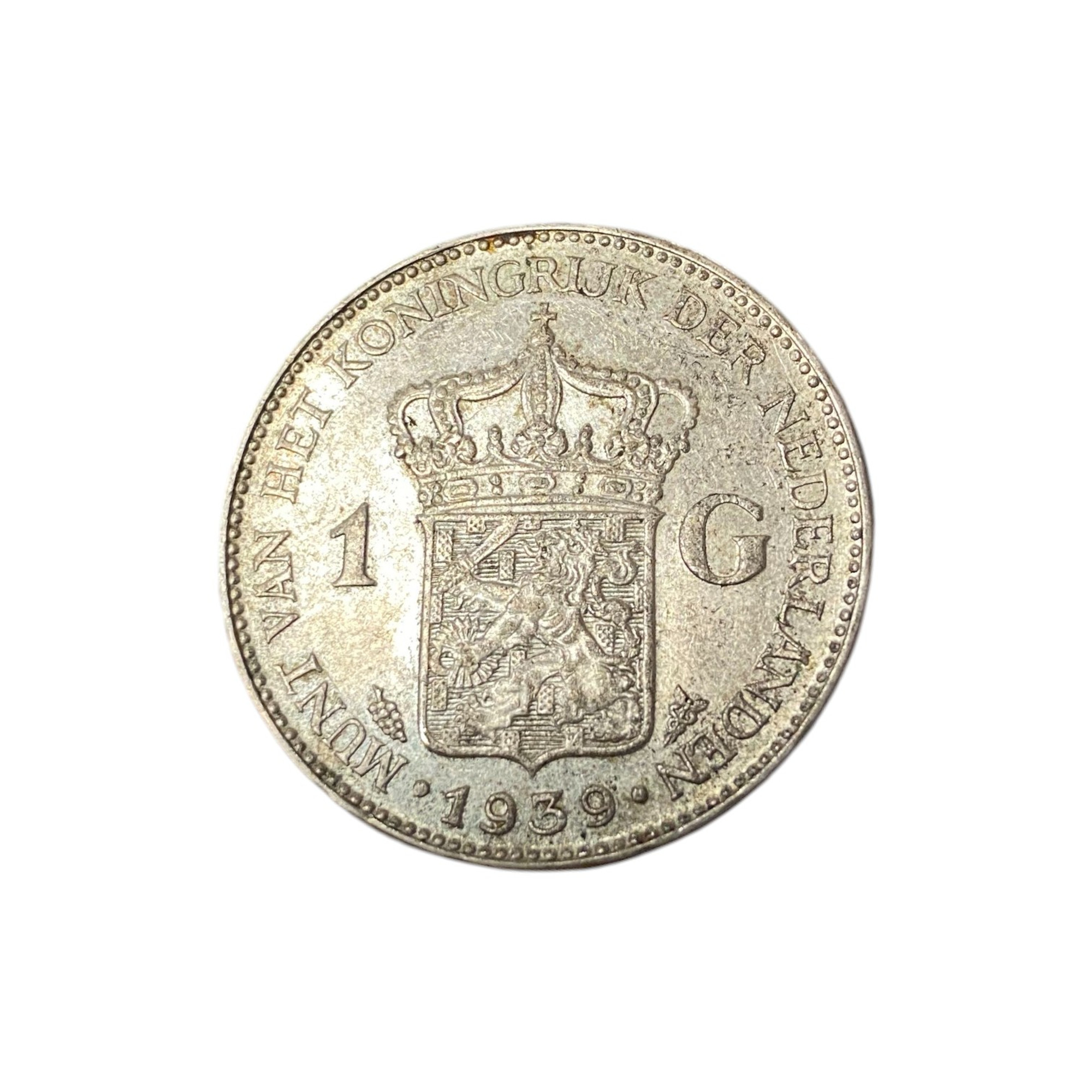 1939 Wilhelmina Of The Netherlands 1 Gulden Coin