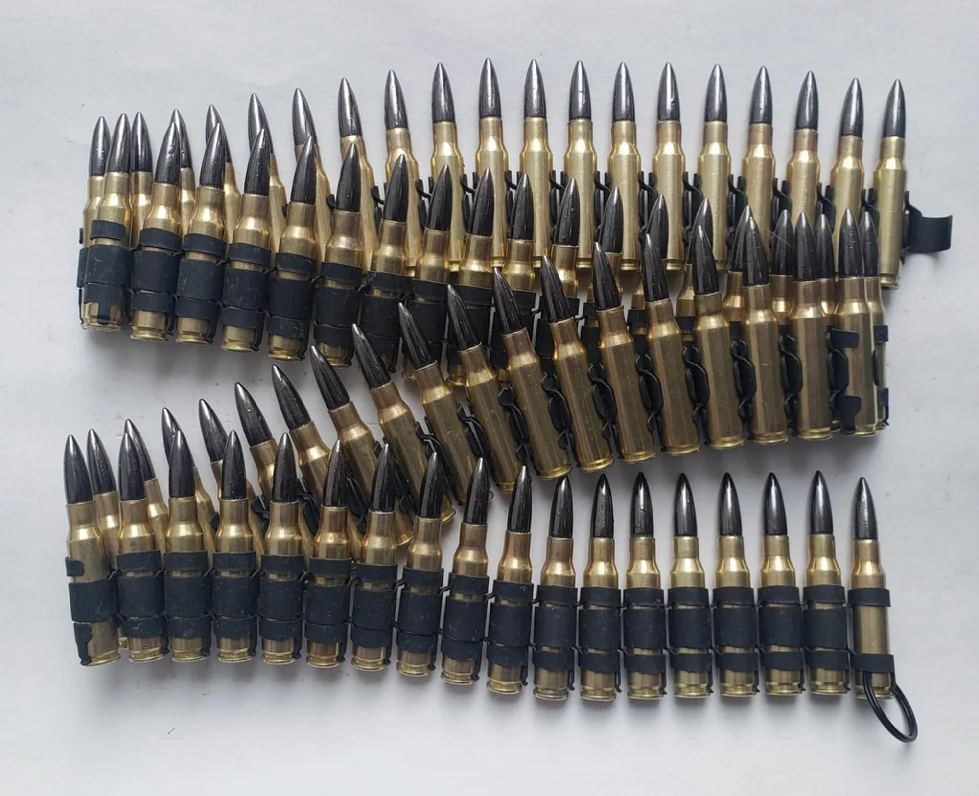 Bullet Belt 7.62 - Brass Casings, Black Tips & Black Links