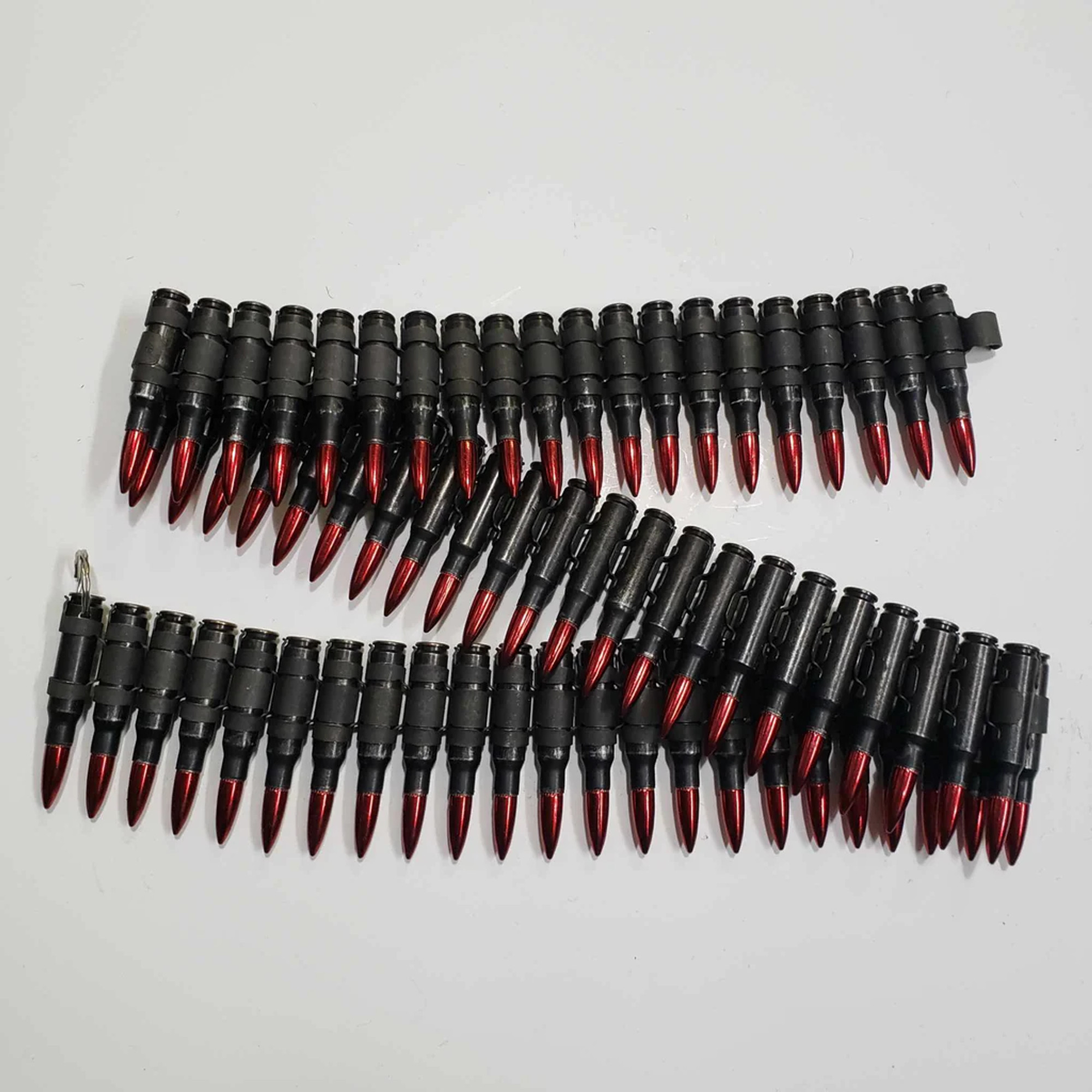 Bullet Belt 0.308 mm Bullet Belt Black Plated Shells & Links Red Tips