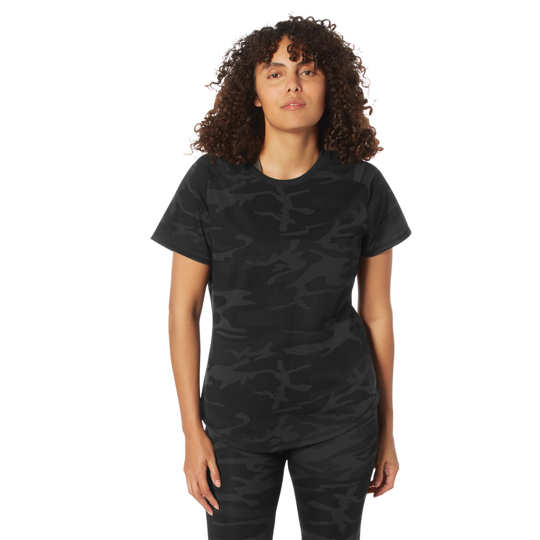 Rothco Women's Essential Moisture Wicking Raglan Sleeve T-Shirt - Midnight Black Camo