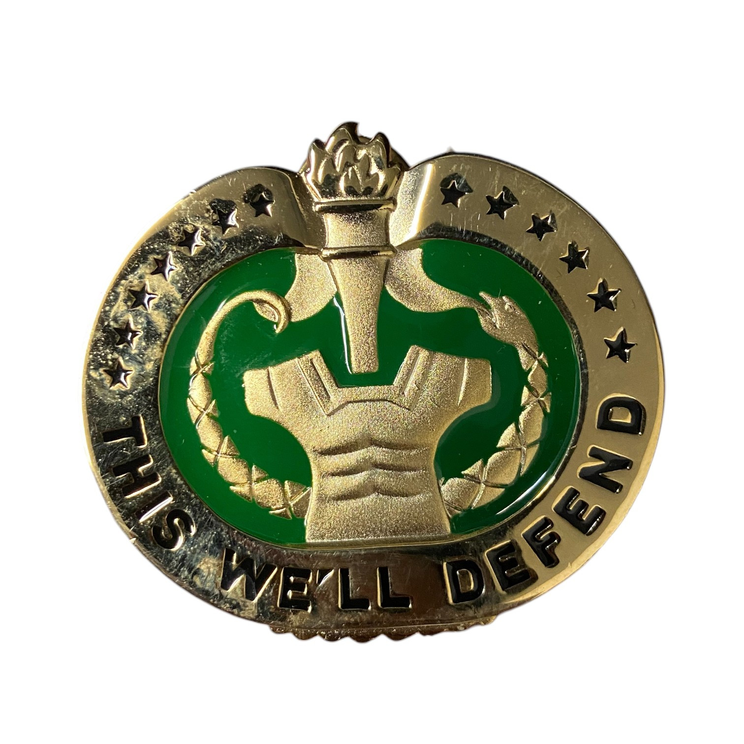 U.S. Armed Forces Drill Sergeant "This We'll Defend" Instructor Badge - V21 Stamped