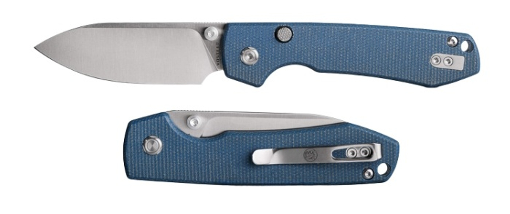 Vosteed Raccoon Top Liner Lock 14C28N Micarta Blue Vosteed Raccoon Top Liner Lock 14C28N Micarta Blue