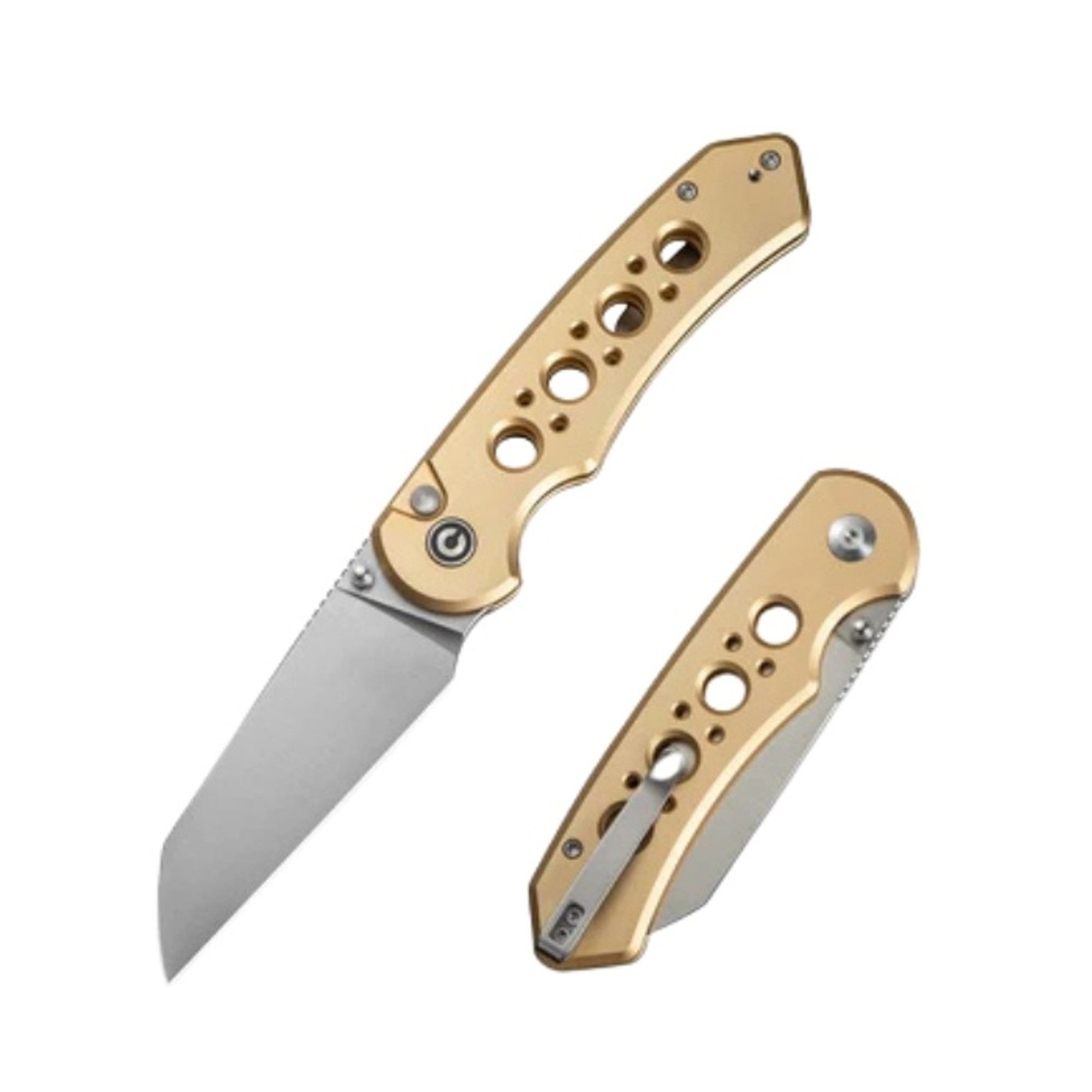 CIVIVI Pragma Prime Button Lock Stonewash Aluminum Champagne