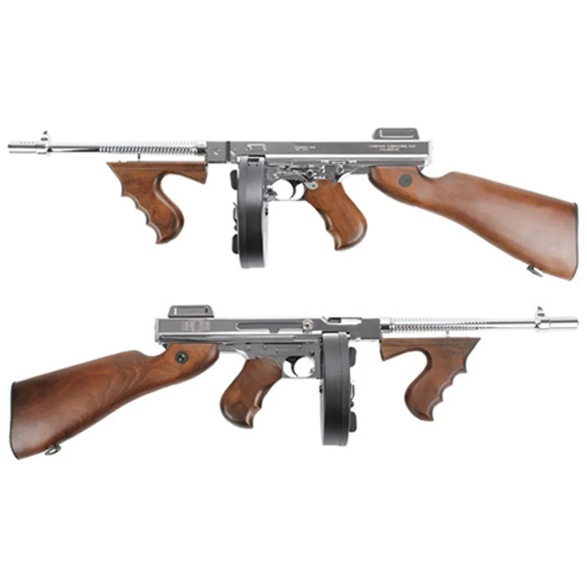 King Arms 1928 "Chicago Typewriter" Silver / Real Wood Special Edition Thompson Airsoft AEG Rifle