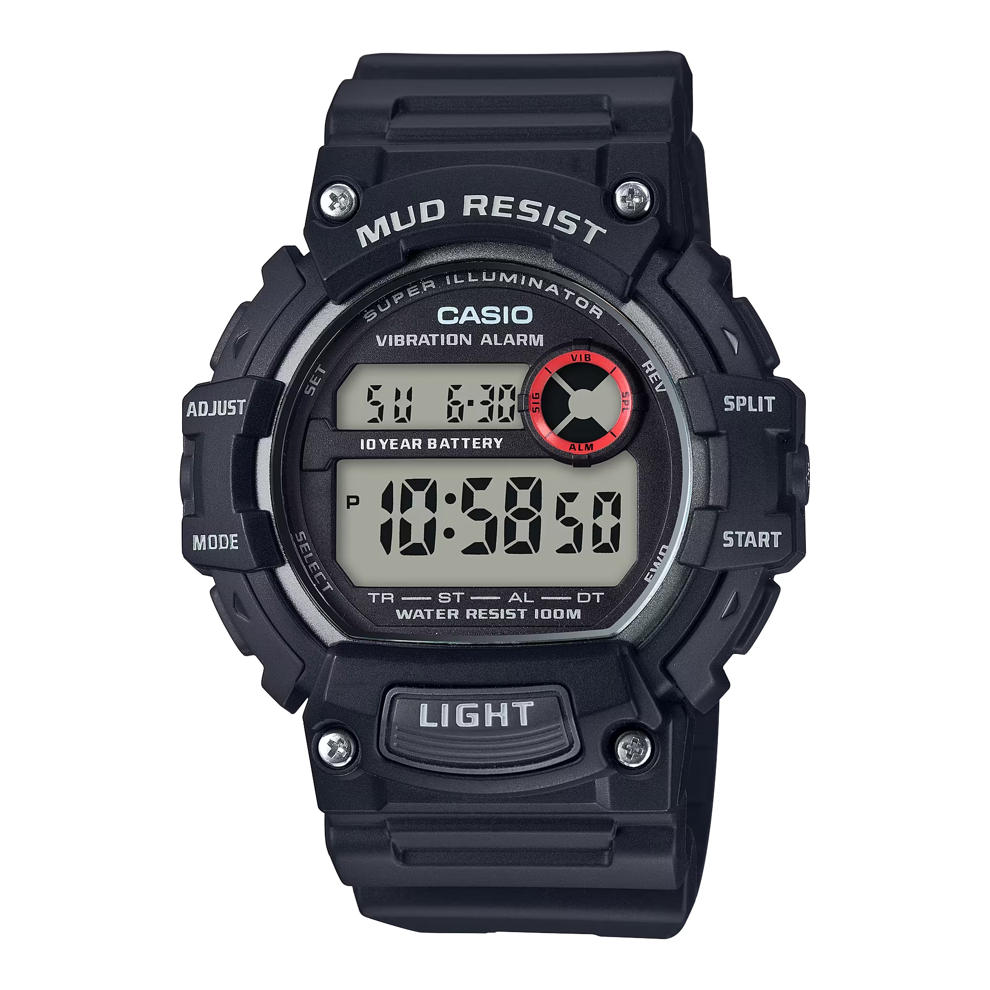 Mud-Resistant Digital Watch w/ Vibration Alarm