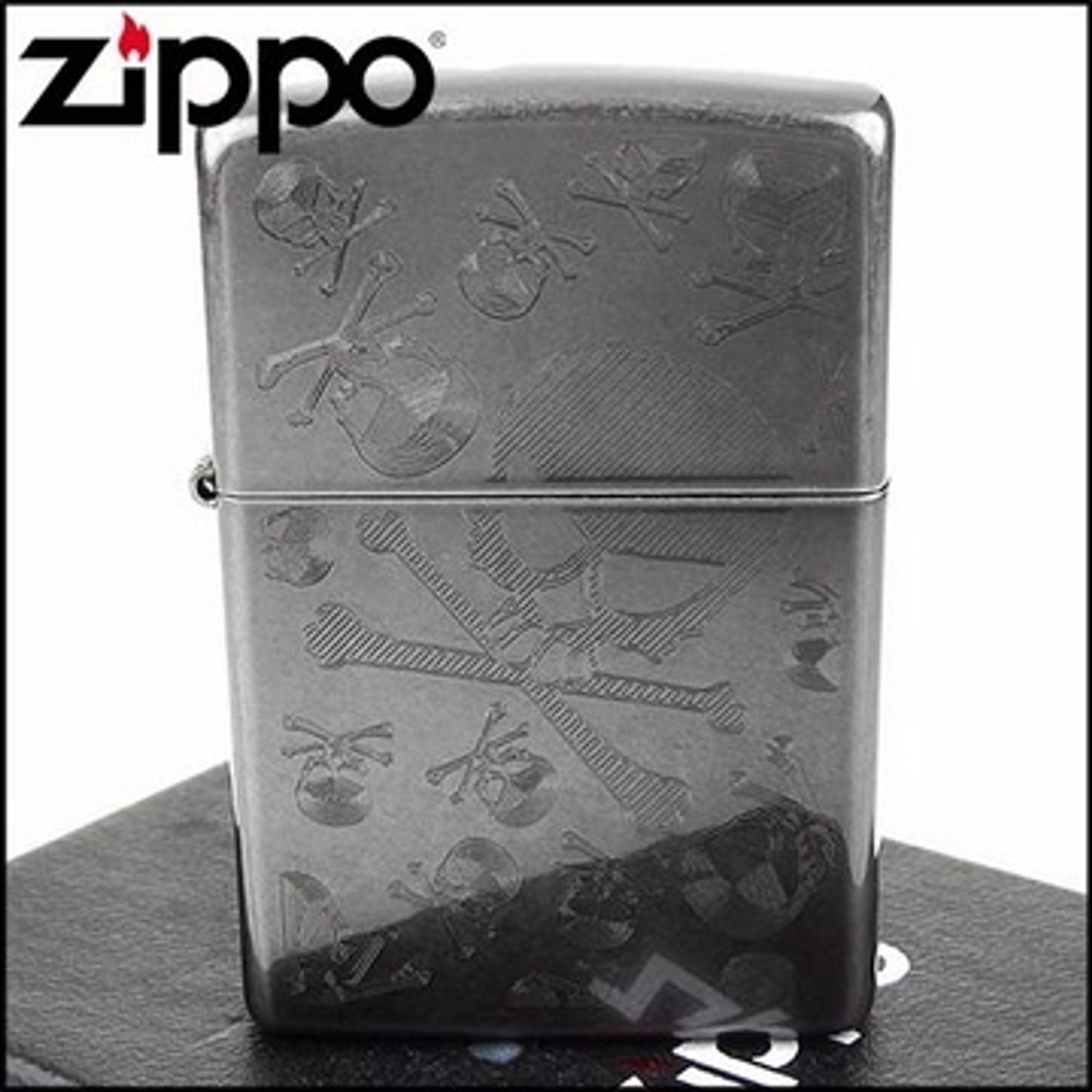 Zippo  Gray Iced Skull And Crossbones Windproof Lighter