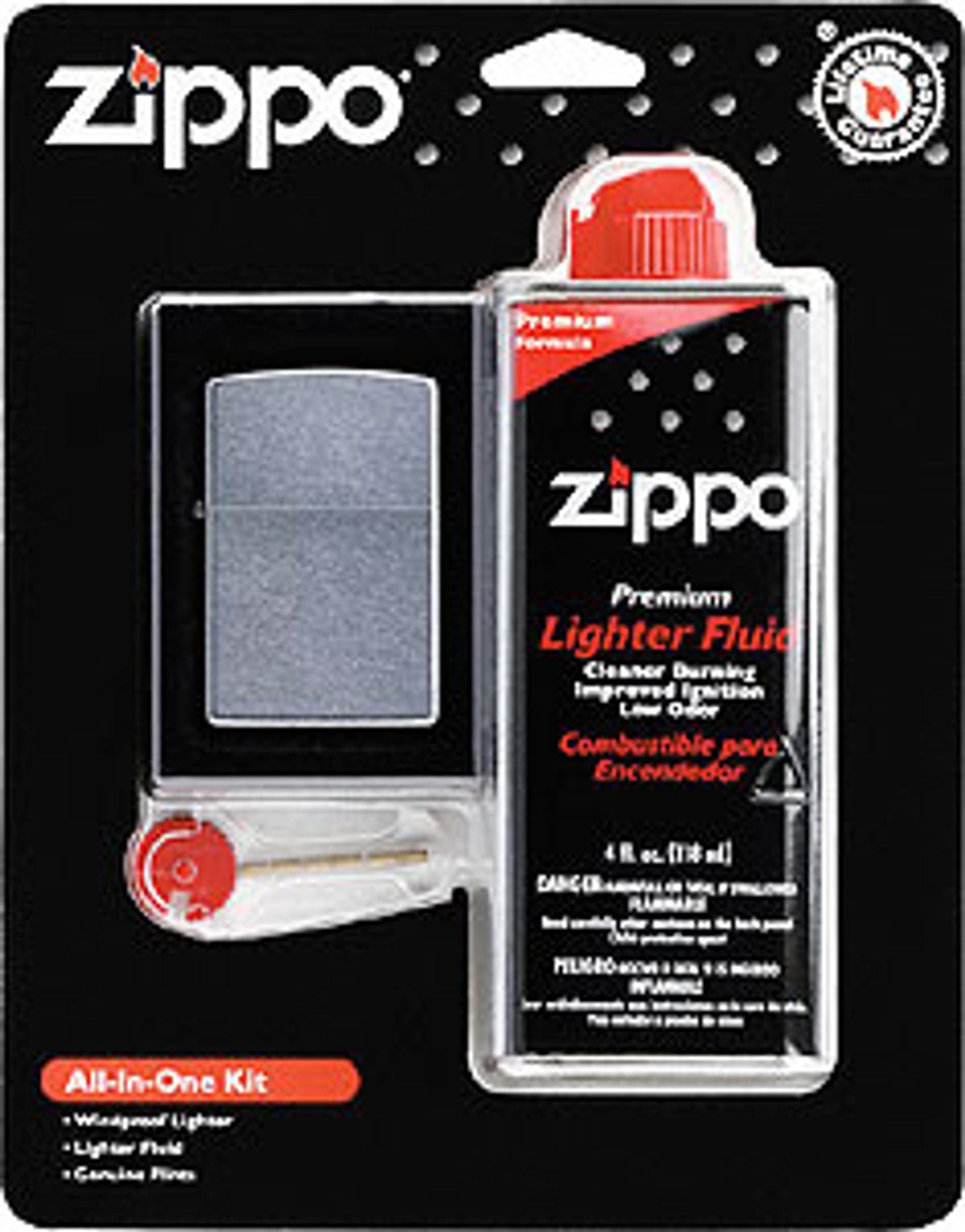 Zippo All In One Lighter Kit - Street Chrome (Lighter/Fluid/Flint)