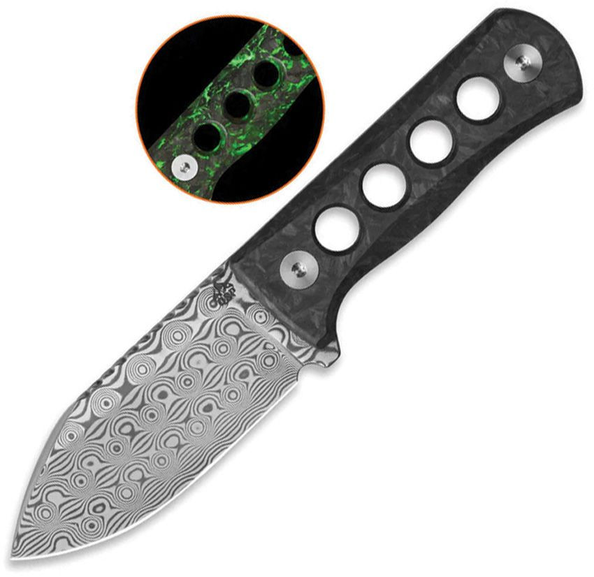 QSP KNIFE Canary Neck Knife Grn GITD