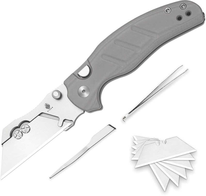 KIZER CUTLERY C01C Uti 1 Button Lock Gray