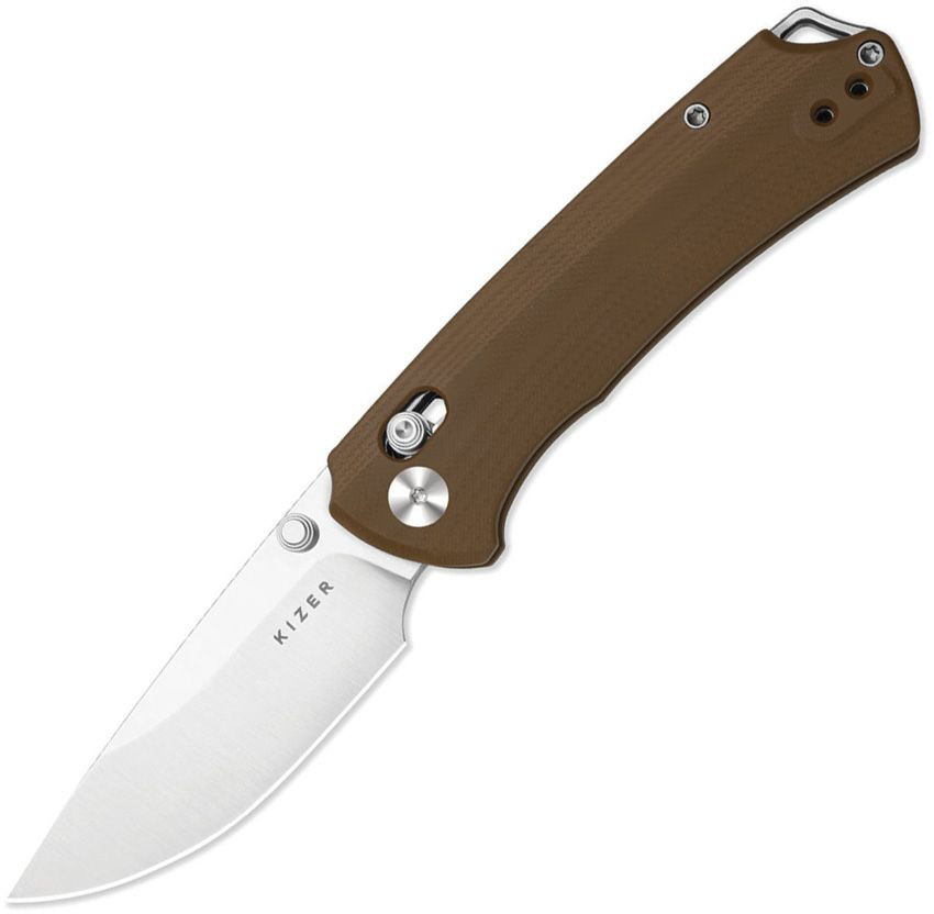 KIZER CUTLERY T1 CD Button Lock Brown