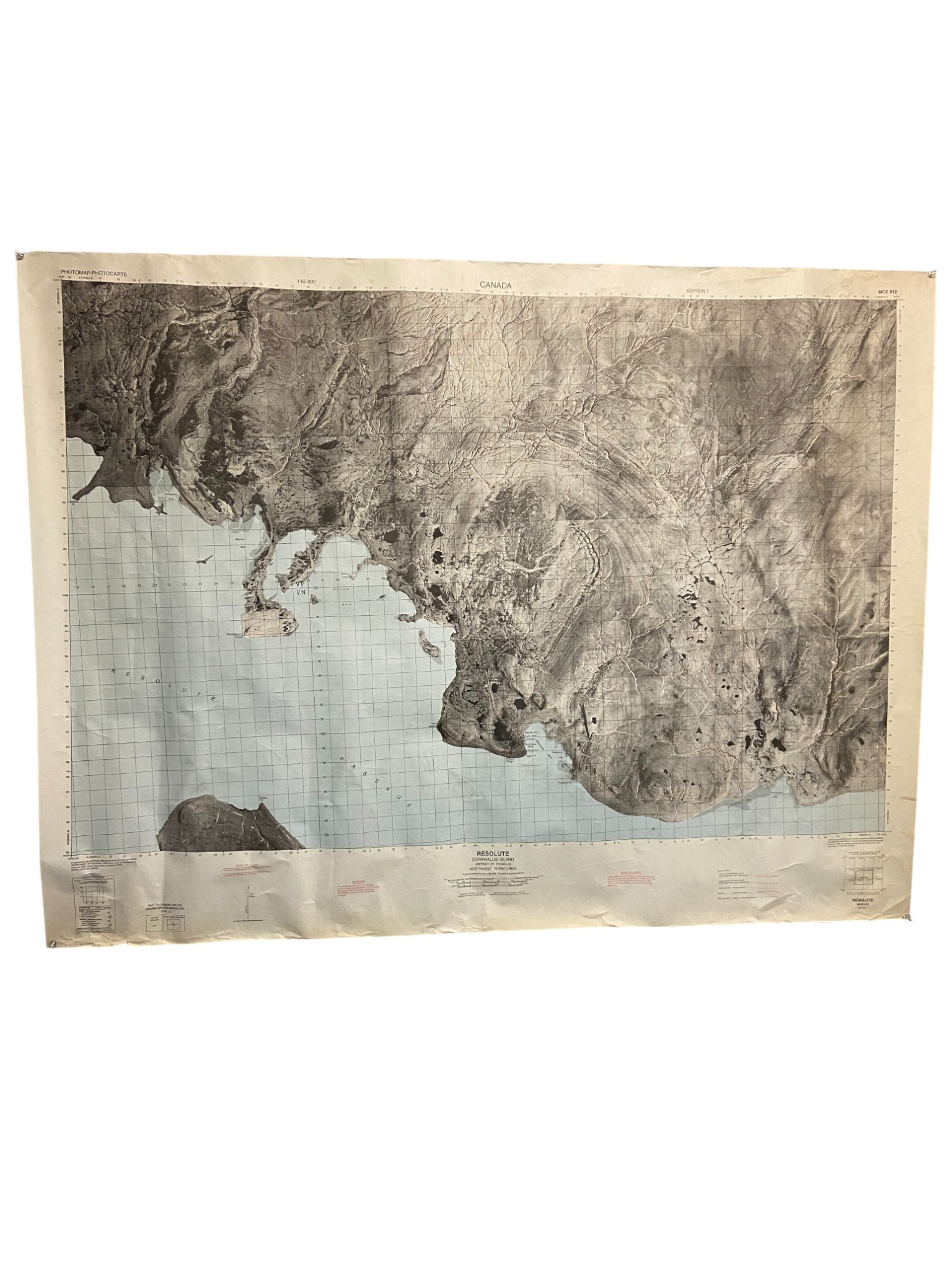 Canadian Armed Forces 1964/1970 Print Aerial Photo Map Of Cornwalls Island