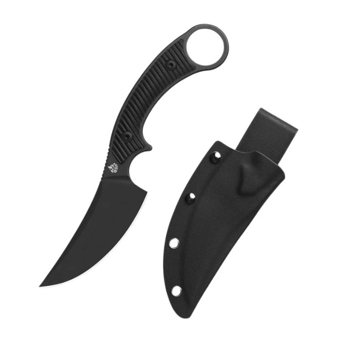 QSP Viper Fixed Blade Knife Black SW Blade G10 Black Kydex Sheath