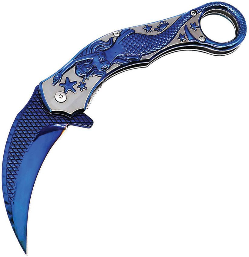 ELITEDGE Mermaid Karambit Linerlock Blu