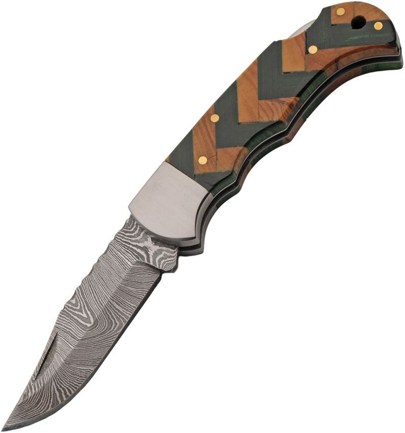 DAMASCUS Forge Lockback Green