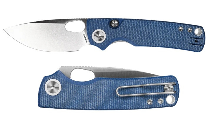 Vosteed Porcupine Folding Knife Satin Micarta Blue