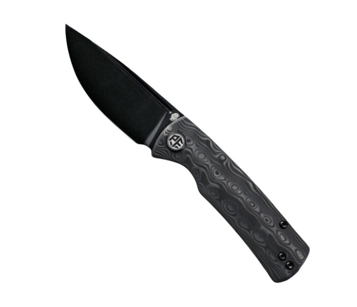 Petrified Fish Beluga Mini Folding Knife 14C28N Black SW Carbon Fiber