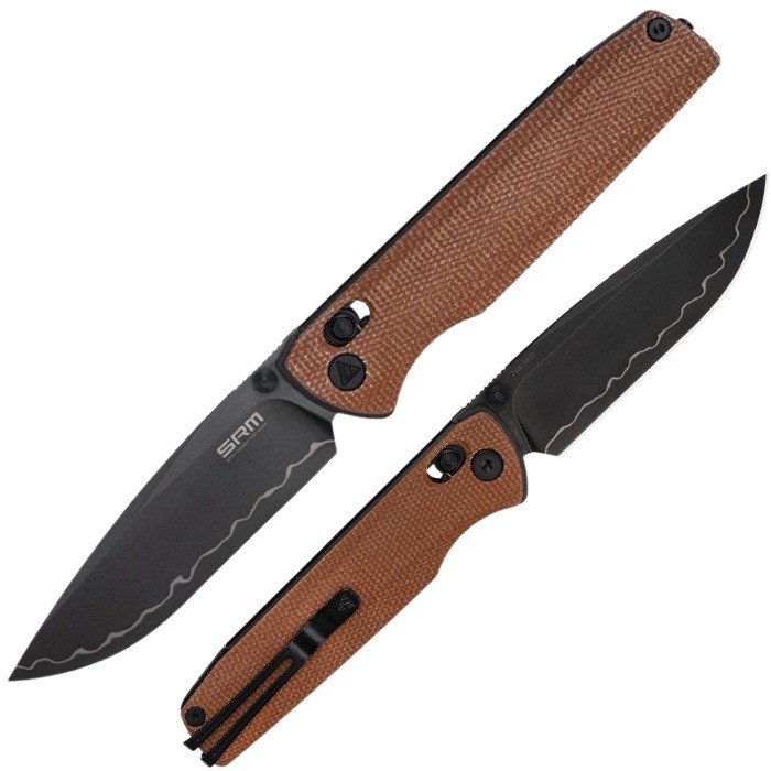 SRM Terrier Ambi Lock Stainless Black Micarta Brown