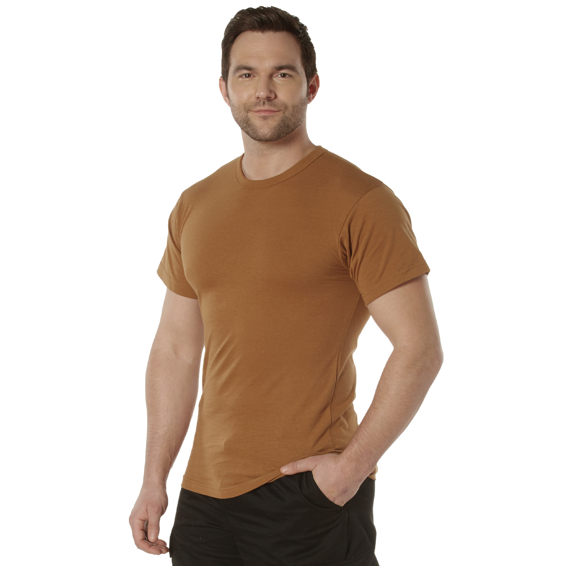 Rothco Solid Color Cotton / Polyester Blend Military T-Shirt - Work Brown