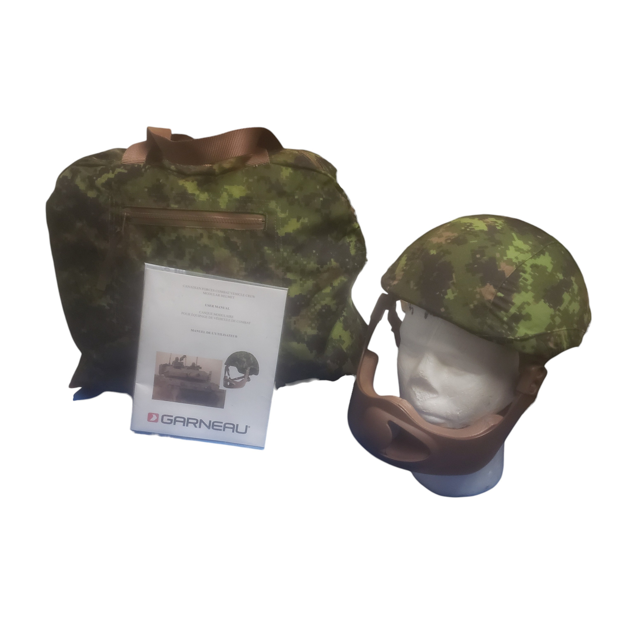 Canadian Armed Forces CVCMH Crewman Helmet W/CADPAT Cover & CADPAT Carrying Bag