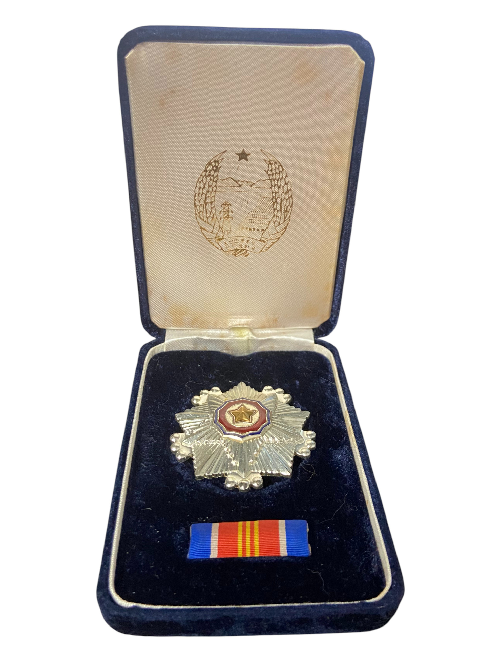 North Korean DPRK Order of The National Flag 3rd Class W/ Original Velvet Case
