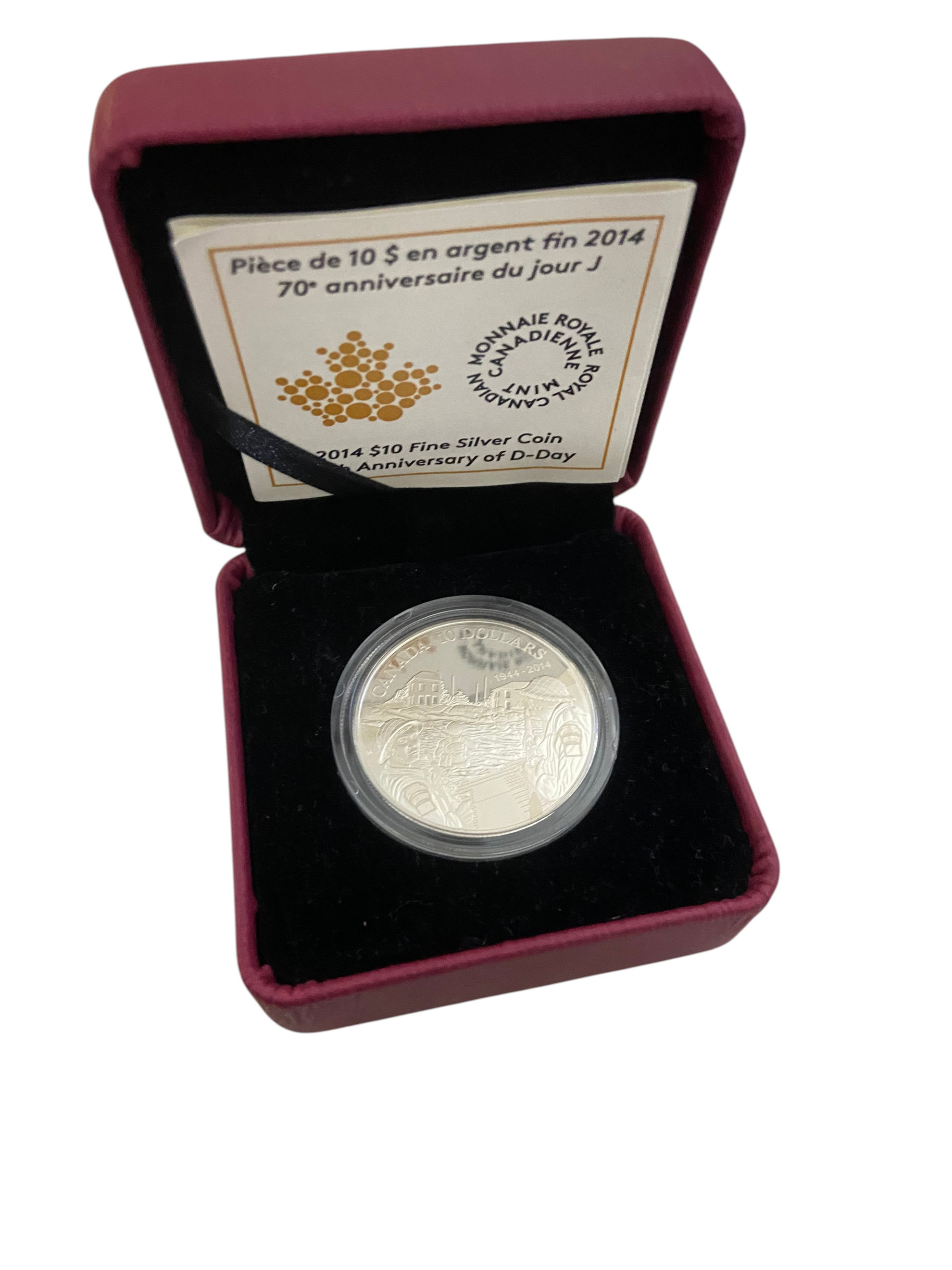 Royal Canadian Mint 2014 70th Anniversary Of  D-Day $10 Silver Coin