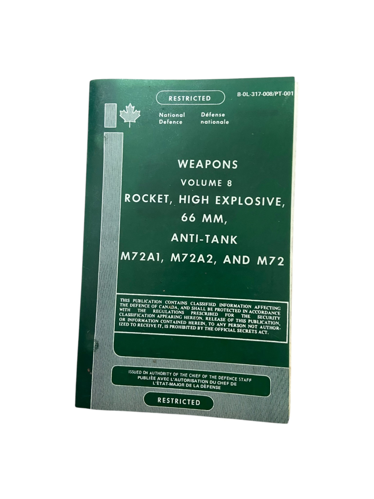 Canadian Armed Forces 66mm M72 LAW Manual - Bilingual