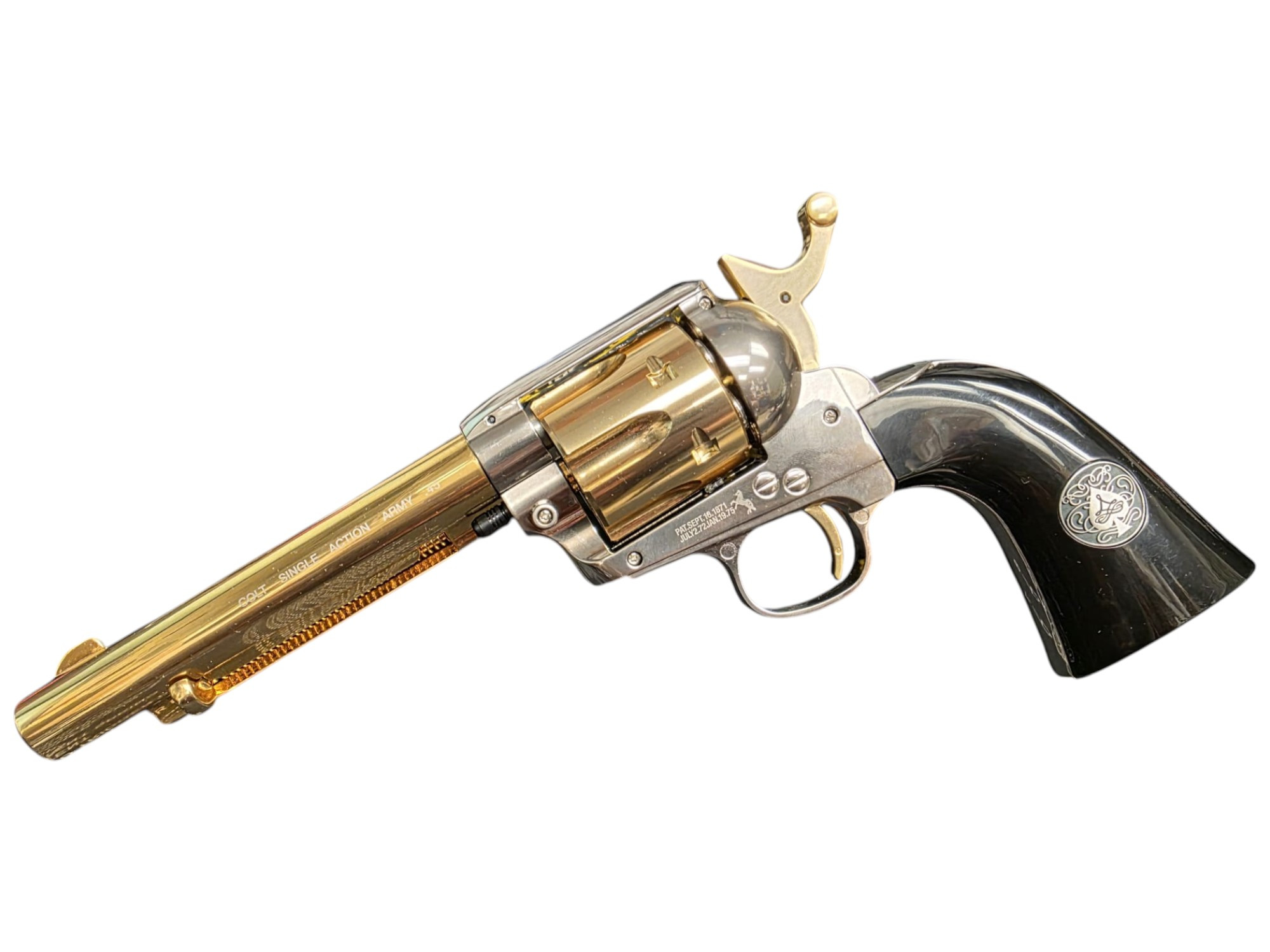 Colt SAA CO2 Limited Edition Custom Pellet Revolver 5.5" - Gold/Nickle/Black