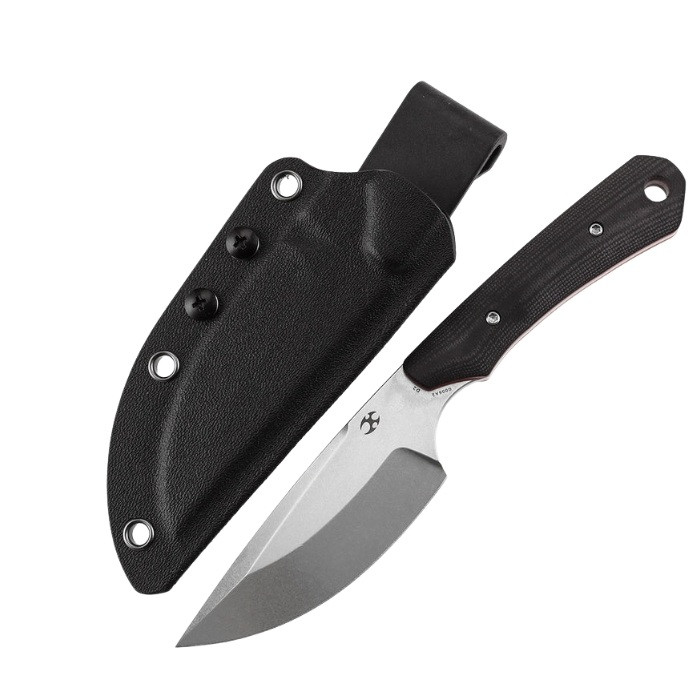 Kansept Flank Fixed Blade D2 Stonewash - G10 Black/Red - Kydex Sheath