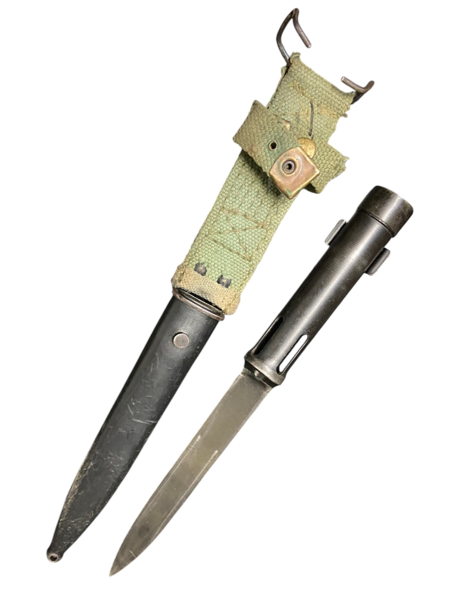 Belgian Armed Forces Tubular Type C FAL Bayonet & Scabbard W/ Frog