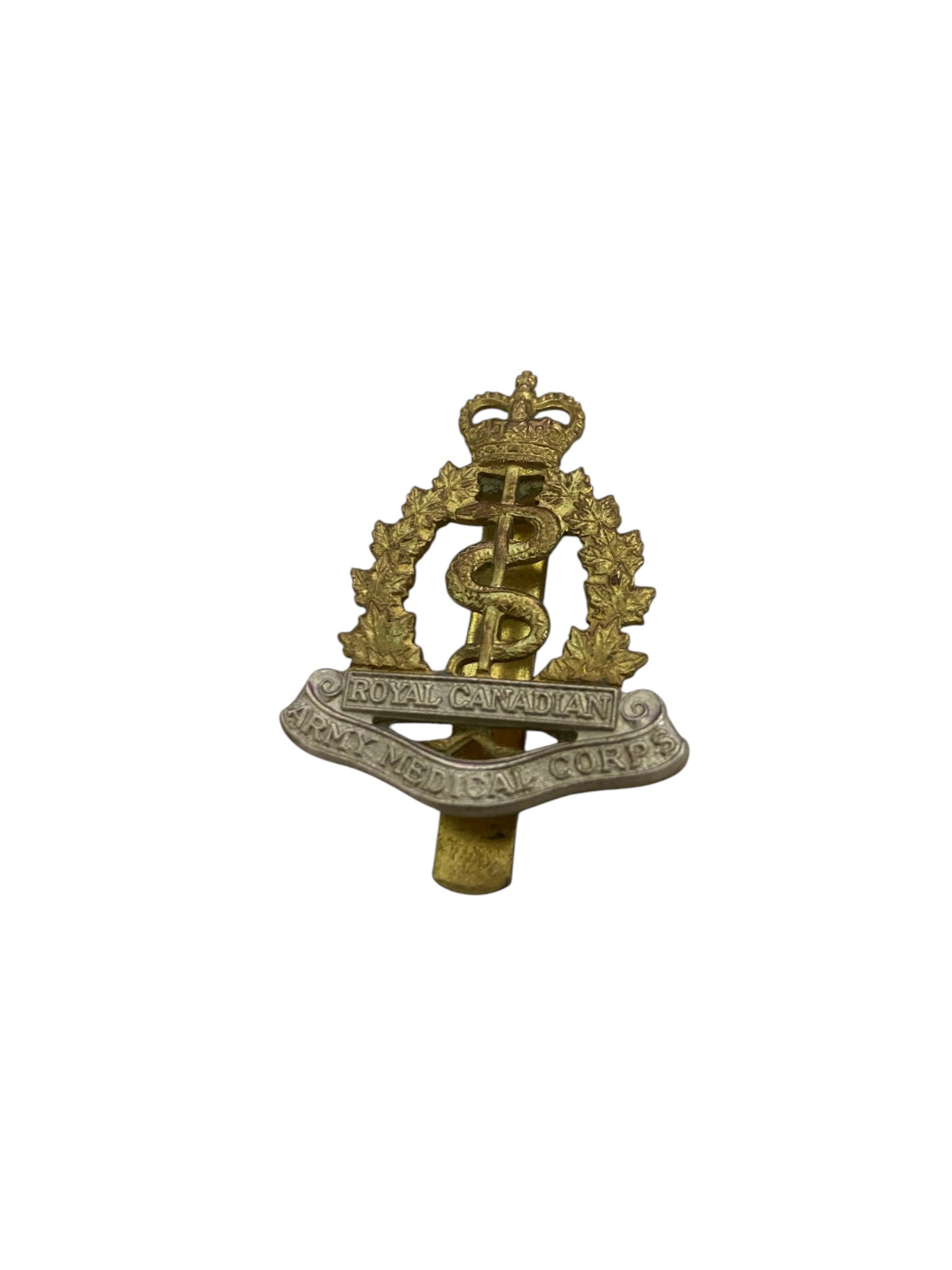 Canadian RCAMC Queens Crown Cap Badge