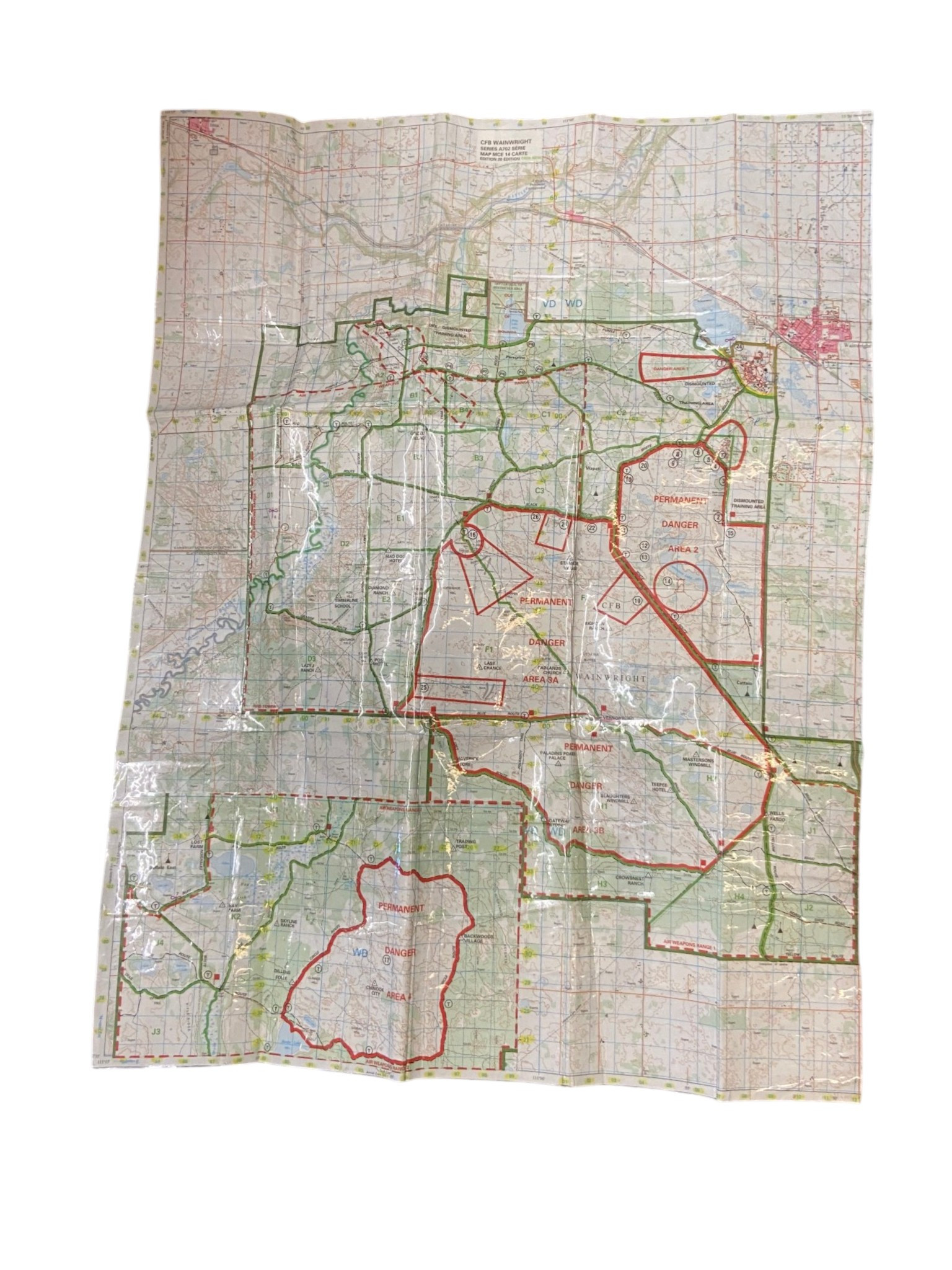Canadian Armed Forces 58CM X 75CM CFB Wainwright Training Area Field Map