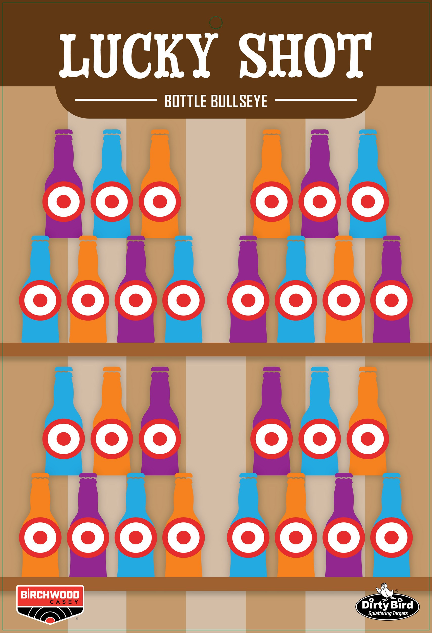 Dirty Bird Lucky Shot Bottles Targets 12"X18" 6/Pkg
