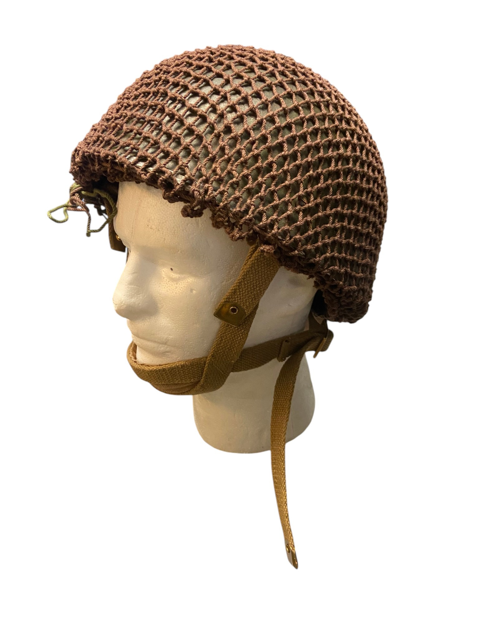 Post WW2 British Paratrooper MK-II Helmet Set W/ Spare Liner & Helmet Net