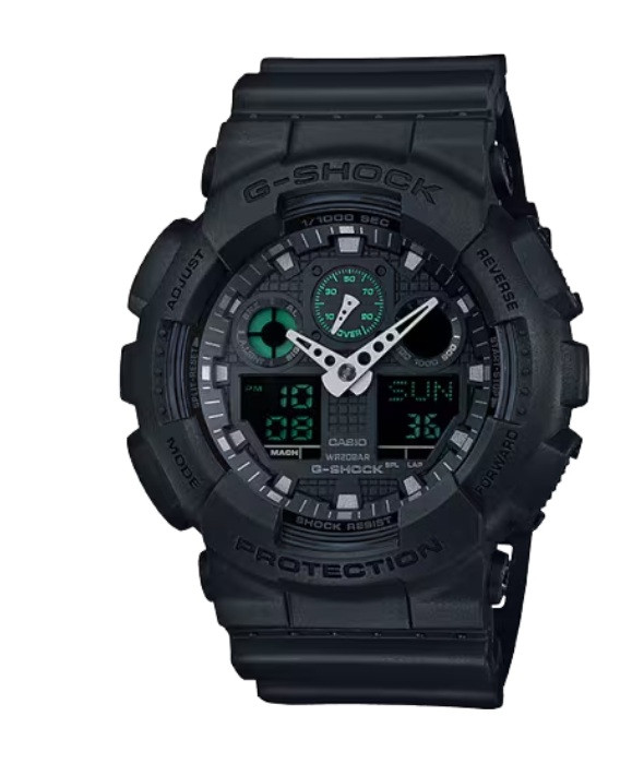 G-Shock GA100MB-1A Watch - Resin Black/Green