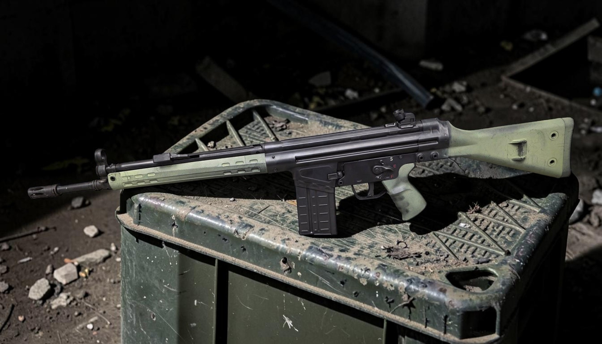 LCT LC-3A3-S Stamped Steel Airsoft AEG Battle Rifle - Package - USEDⓈ