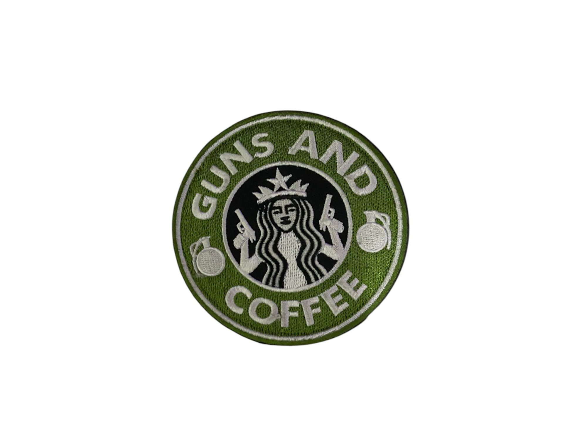 Embroidered Guns & Coffee Patch W/Hook & Loops Back