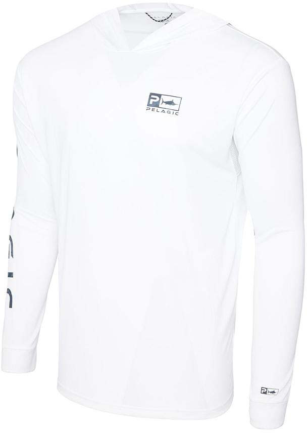 Pelagic Fishing Gear Aquatek Icon Camo Hooded Fishing Shirt (Color: White)