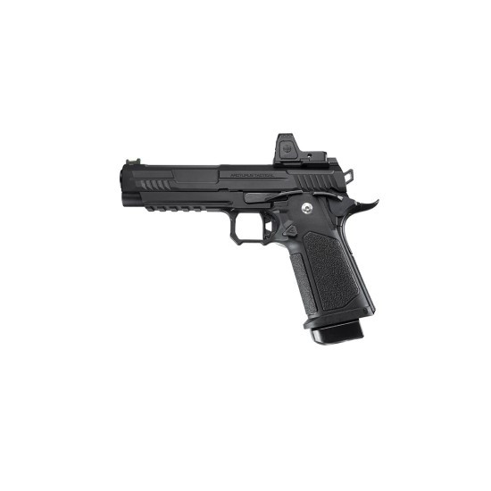 ARCTURUS Vanguard 5" Airsoft Hi-Capa Gas Blowback Pistol - Black / Optics Ready Slide & ARS-1 Red Dot Combo