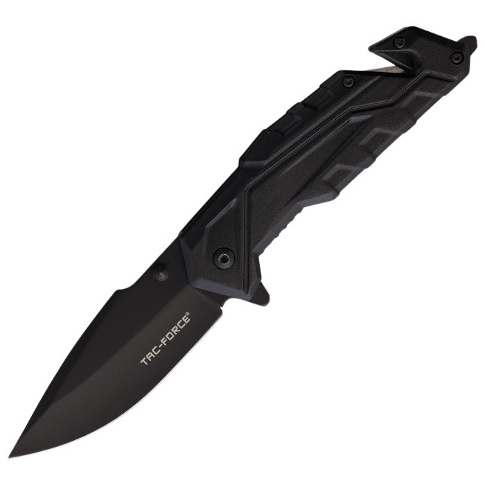 Tac Force Stainless Black Aluminum w/Glass Breaker/Belt Cutter