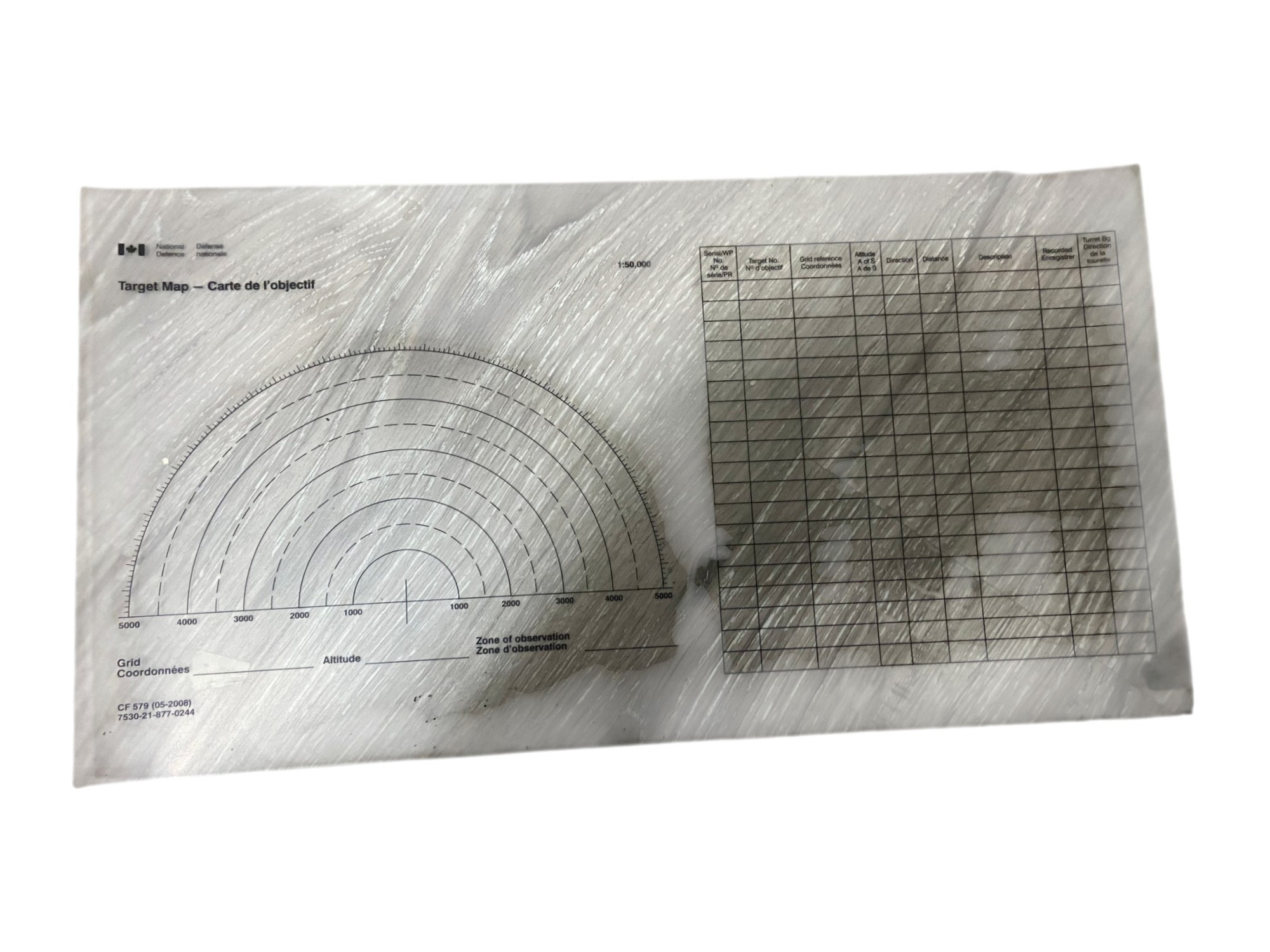 Canadian Armed  Force Target & Grid Reference Plotting Map