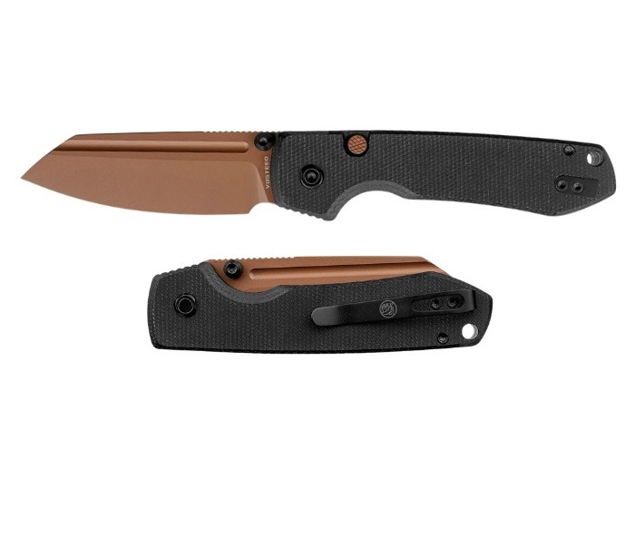 Vosteed Raccoon 2.0 Button Liner Lock 14C28N Copper Dune Micarta Black