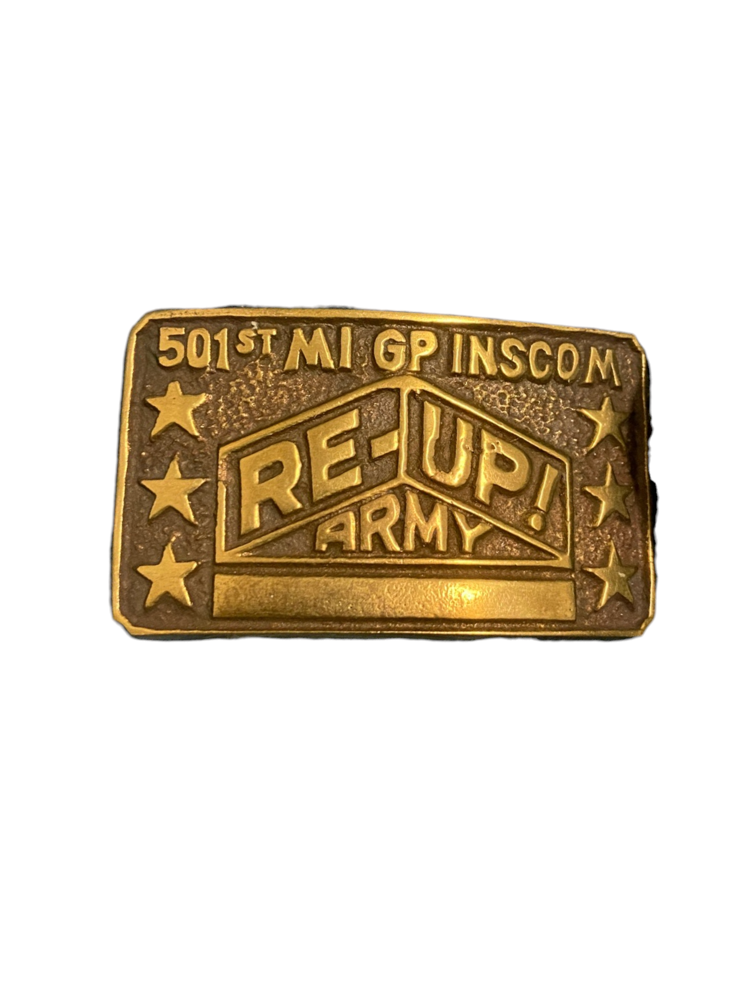 Vintage U.S. Army Re-Up 501st MI GP Belt Buckle