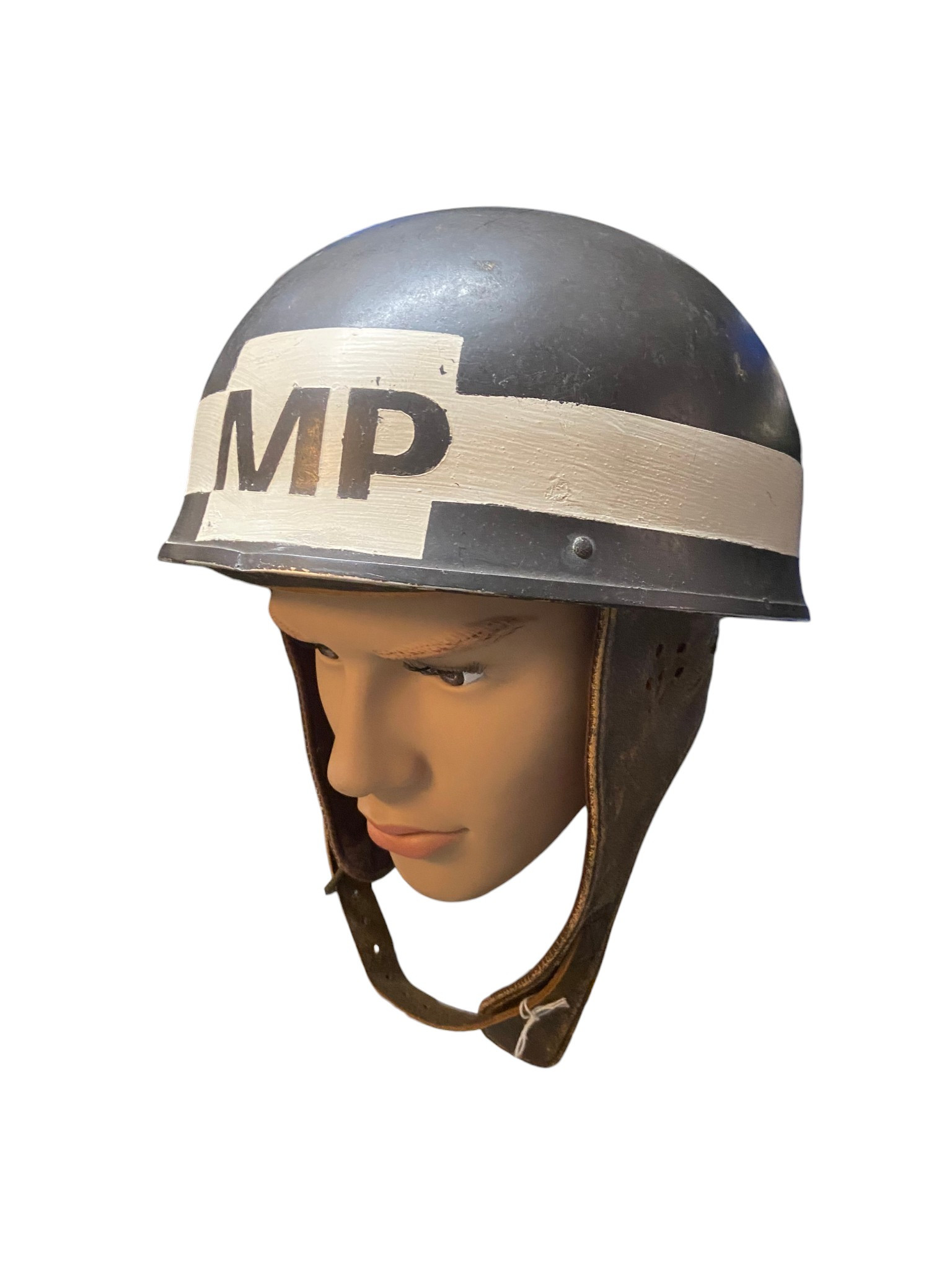 WW2 Canadian Army Provost/MP Dispatch Rider Helmet - Size 7 1/4