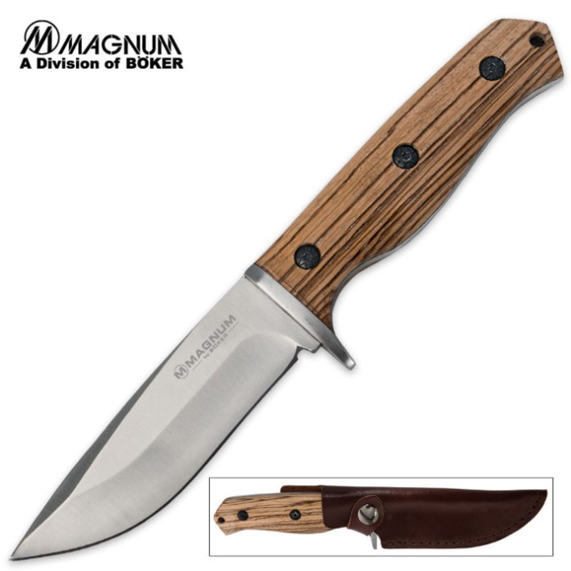 Boker Magnum Zebra Drop Point Fixed Blade Knife