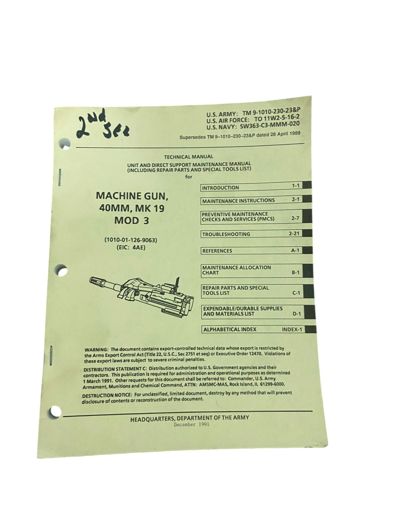 U.S. Armed Forces 40mm MK-19 Grenade Launcher Maintenance Manual
