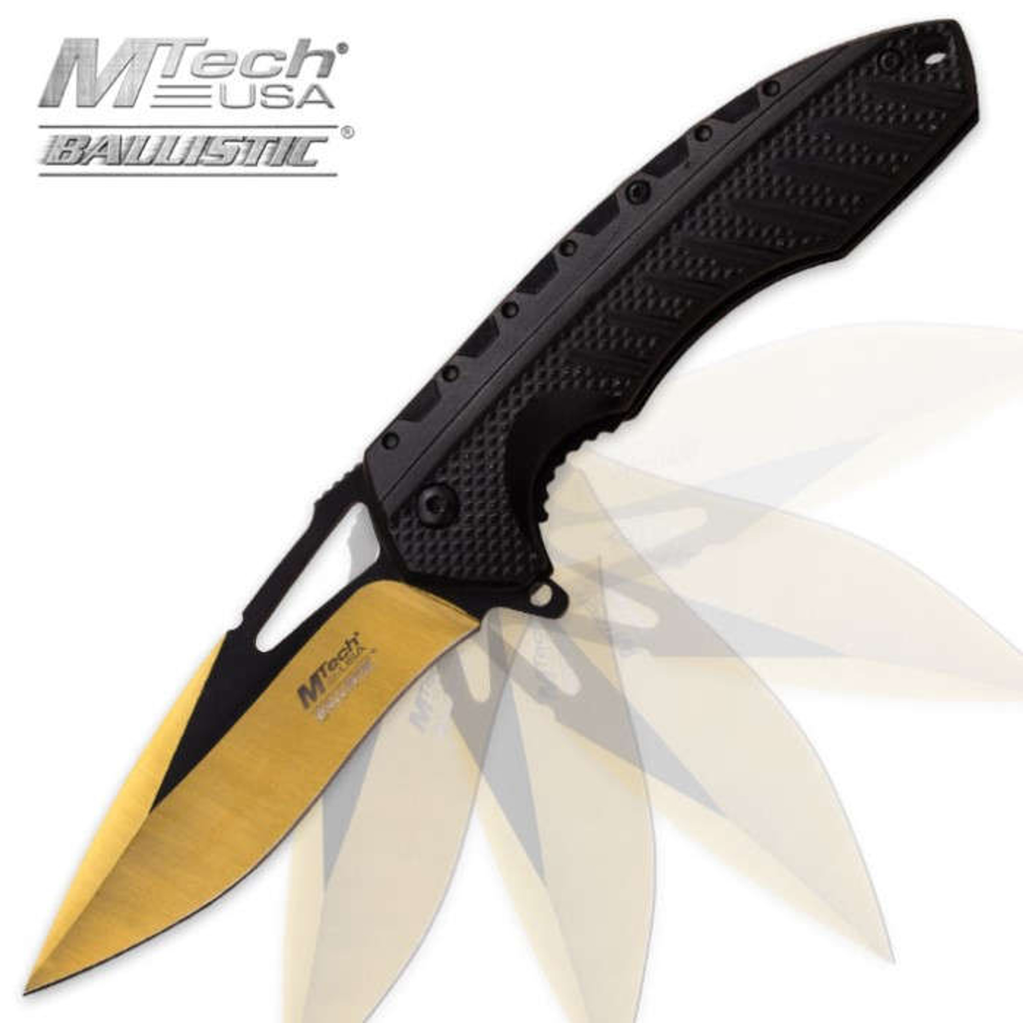 MTech Spring Assisted Gold/Black Blade Knife