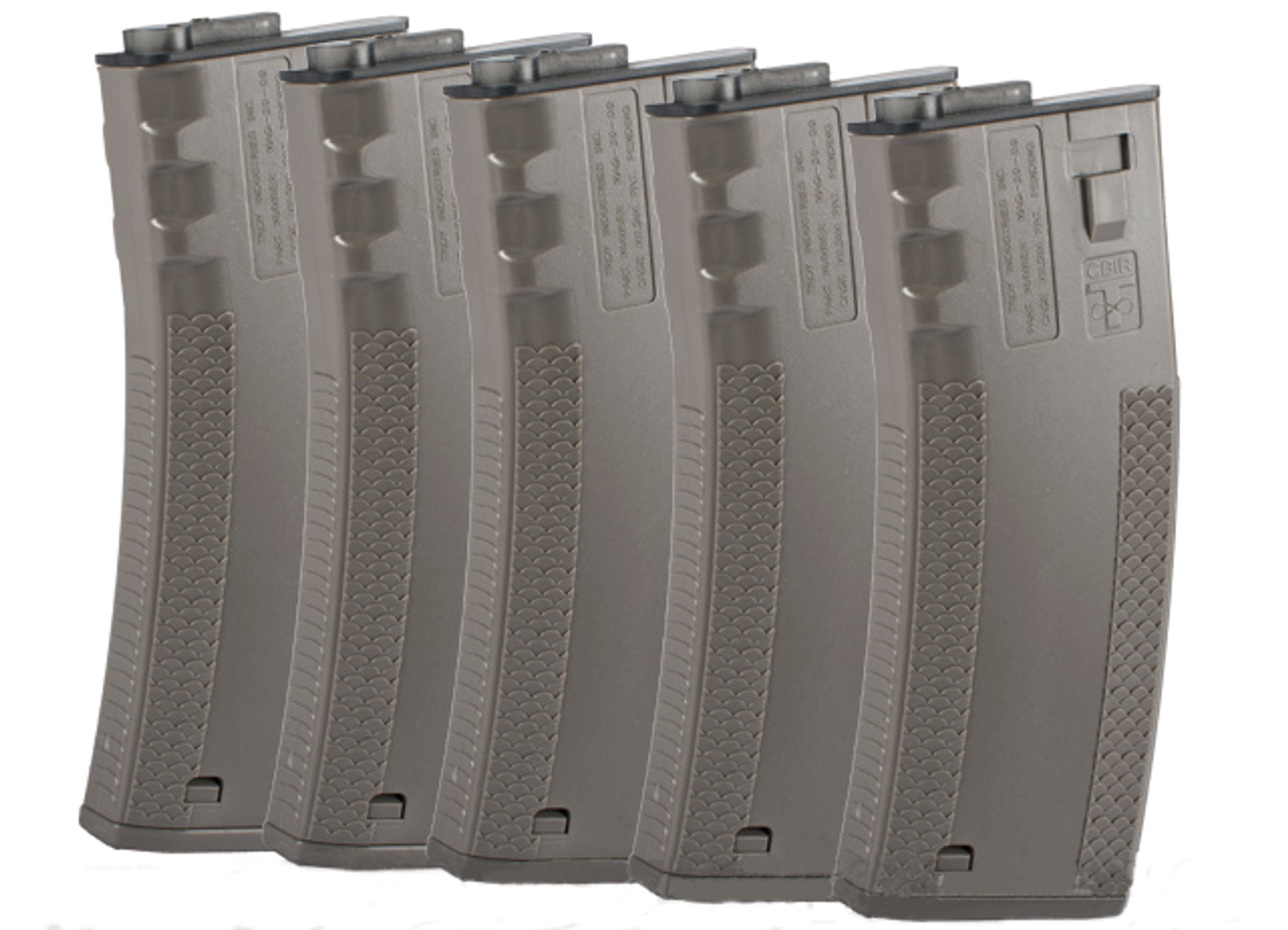 SOCOM Gear 190rd TROY Licensed Polymer BattleMag Airsoft Mid-Cap Magazines - Set of 5 / Dark Earth