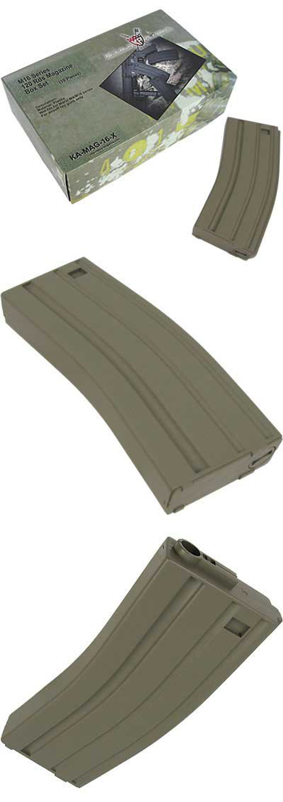 King Arms 120 rds Mid-Cap Magazine For M4 M16 Airsoft AEG - Desert (Box of 10)